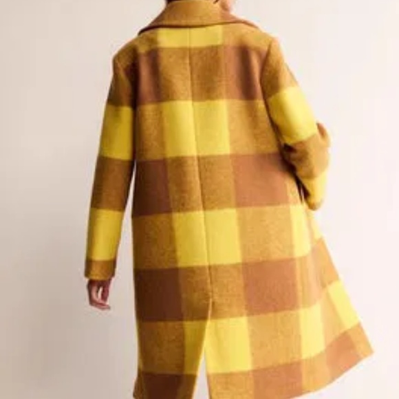 Boden Winter Wool Blend Coat - Yellow and Brown Plaid US 16/18 (UK20) - Picture 4 of 8